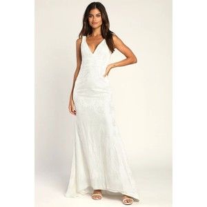 Lulu's Elegant White Maxi Dress